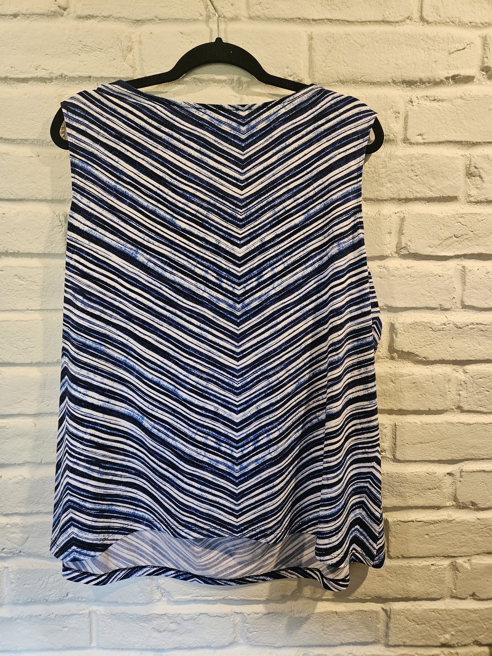 Calvin Klein Navy, Blue & White Striped Cowl Neck Sleeveless Top 2X, 18/20 - Picture 3 of 3